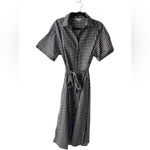 Tucker The Sarah NWT 💯 cotton large black white gingham shirt dress